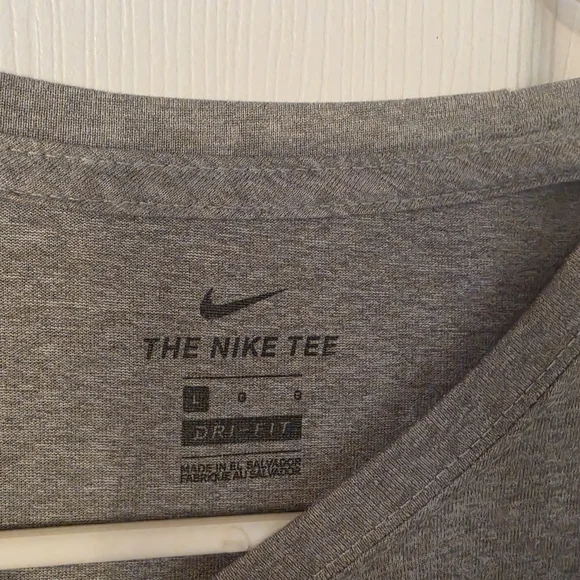 Nike Men's Gray Dri-FIT Short Sleeve Tee with Stripe Swoosh - Picture 2 of 4